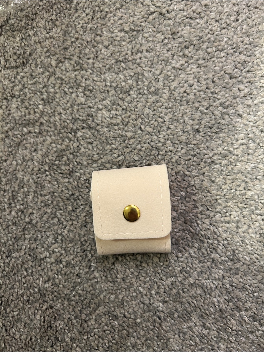 Cream Mini Snap Jewelry Pouch with Gold Button